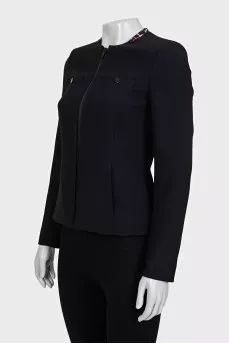 Fitted black zip-up jacket