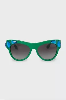 Sunglasses decorated with blue crystals