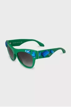 Sunglasses decorated with blue crystals