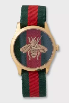 Men's watch with a gold dial