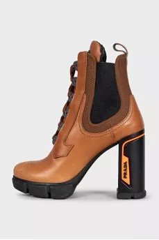 Brown leather high ankle boots
