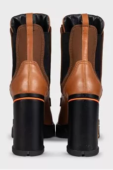 Brown leather high ankle boots