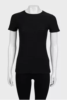 Black T-shirt with voluminous stripes