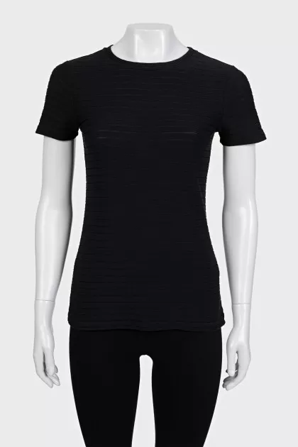 Black T-shirt with voluminous stripes