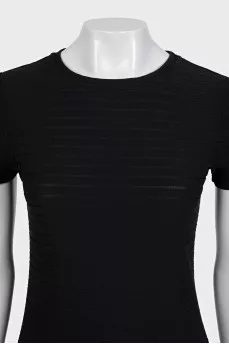 Black T-shirt with voluminous stripes