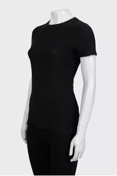 Black T-shirt with voluminous stripes