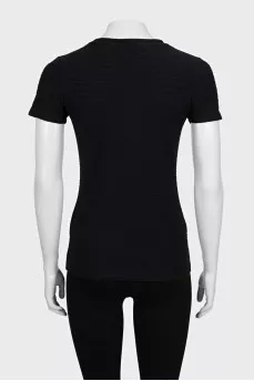 Black T-shirt with voluminous stripes