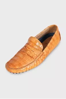 Мужские мокасины из кожи крокодила