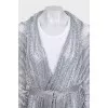 Silver cardigan and trousers suit