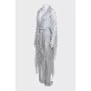 Silver cardigan and trousers suit