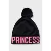 Black wool hat with logo