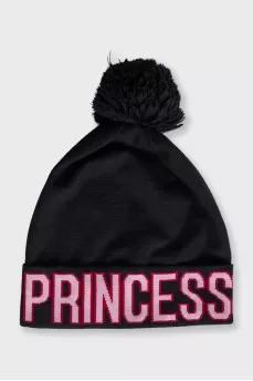 Black wool hat with logo
