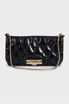 Patent black leather clutch
