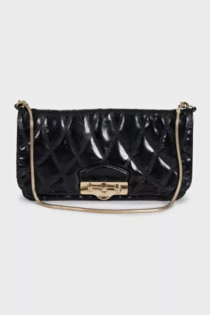 Patent black leather clutch