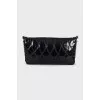Patent black leather clutch