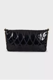 Patent black leather clutch