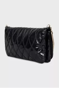 Patent black leather clutch