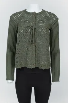 Knitted green jumper with buttons