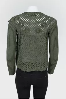 Knitted green jumper with buttons