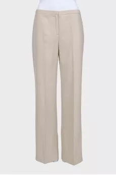 Beige straight-leg low-rise trousers