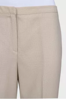 Beige straight-leg low-rise trousers