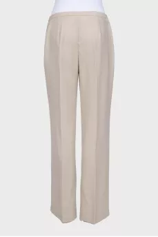 Beige straight-leg low-rise trousers