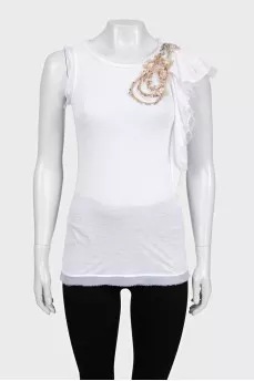 Straight-cut top decorated with crystals