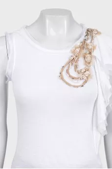 Straight-cut top decorated with crystals