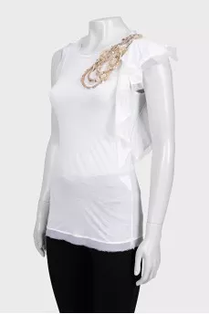 Straight-cut top decorated with crystals