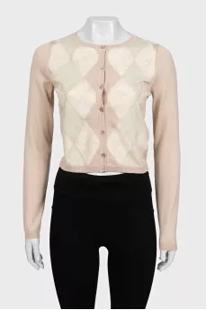 Beige fitted cardigan with buttons