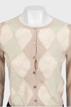 Beige fitted cardigan with buttons