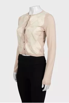 Beige fitted cardigan with buttons