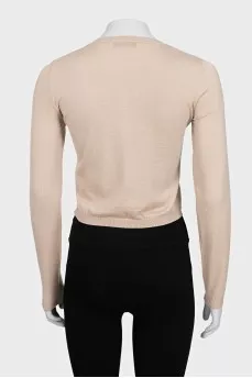 Beige fitted cardigan with buttons