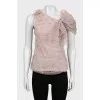 Beige T-shirt with accent sleeves