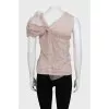 Beige T-shirt with accent sleeves