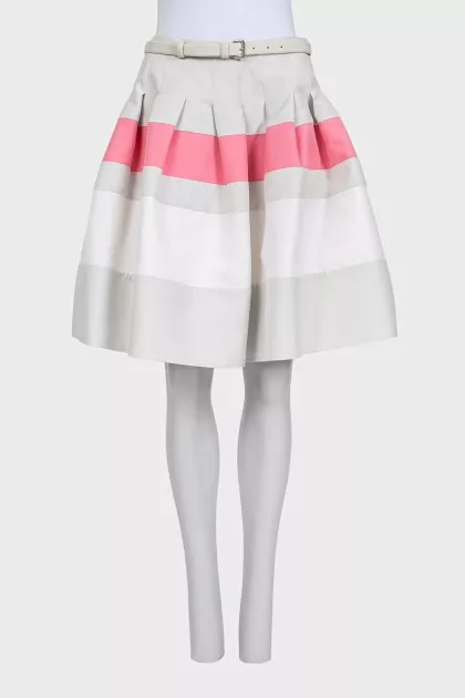 Striped skirt with belt