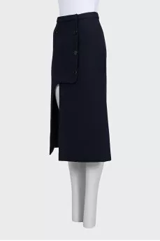 Синя спідниця з вовни з вирізом
