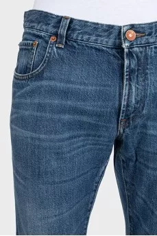Men's blue straight-leg jeans