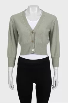 Green cropped cardigan