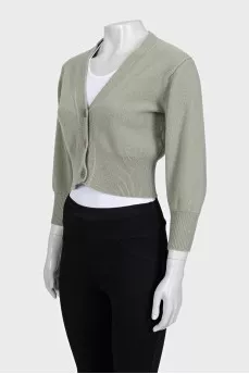 Green cropped cardigan