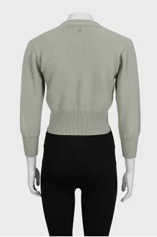 Green cropped cardigan
