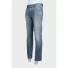 Men's straight-leg jeans with a distressed effect