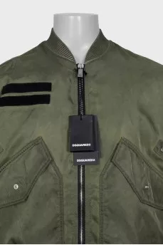 Men's green bomber jacket with tag