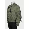 Men's green bomber jacket with tag