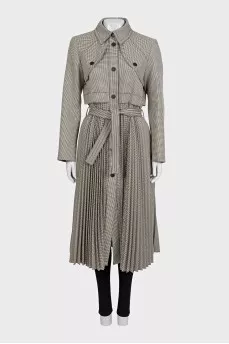 Приталенное пальто в принт гусиная лапка