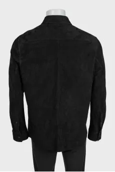 Мужская рубашка из замши на пуговицах