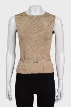 Silk bodycon top with zip and tag