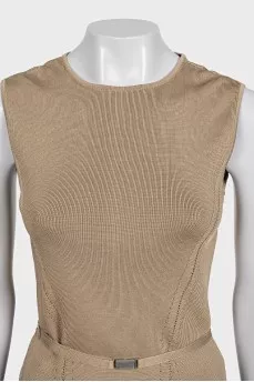 Silk bodycon top with zip and tag