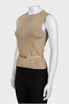 Silk bodycon top with zip and tag