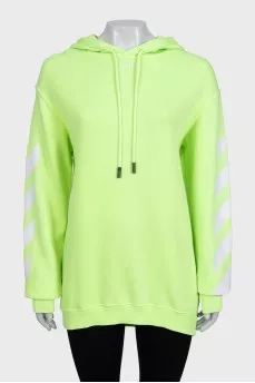 Зелений худі oversize у фірмовий принт
